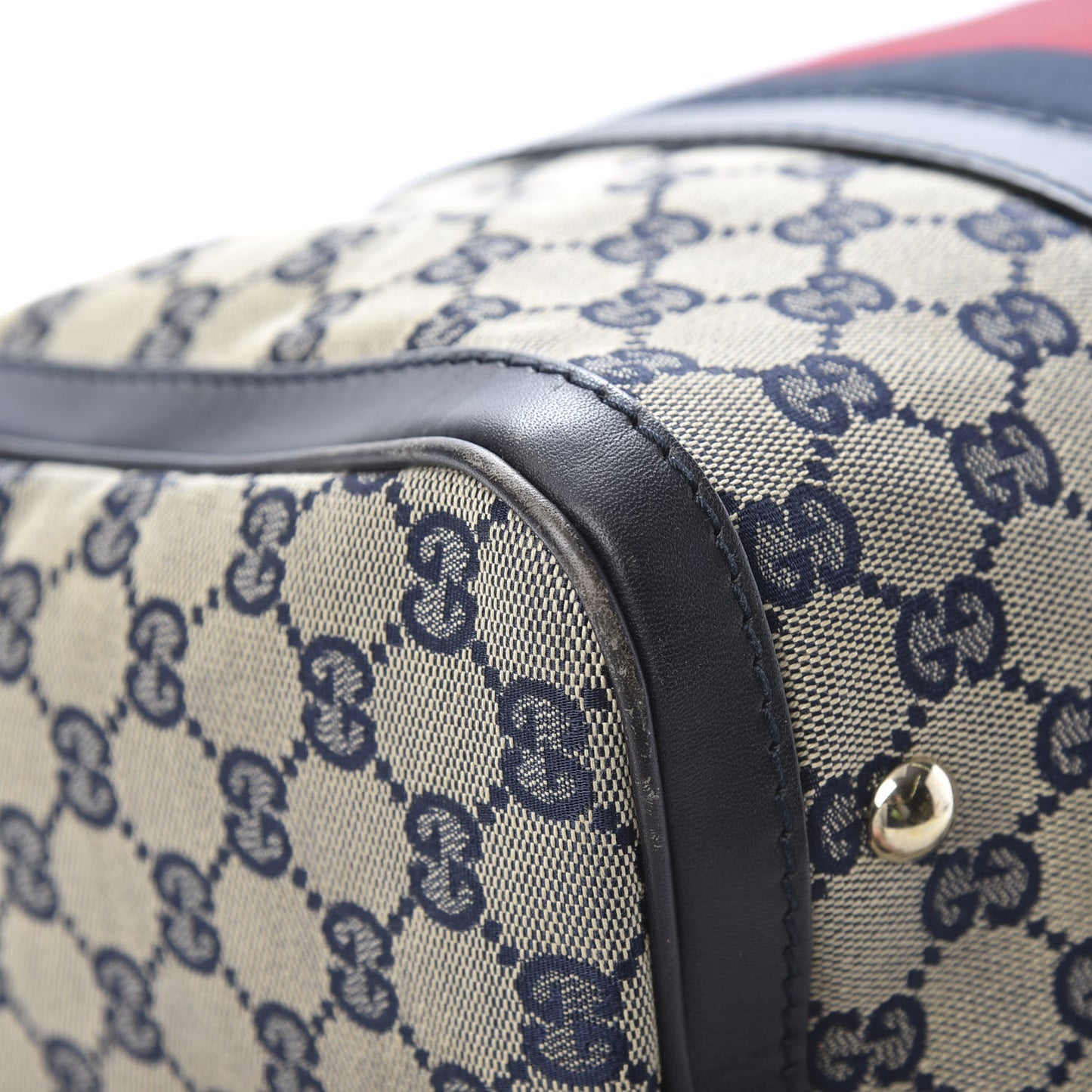 Monogram Selleria Calfskin Vintage Web Medium Boston Beige Blue