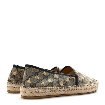 Gucci GG Supreme Monogram Bees Espadrille Flats 40 Beige Ebony Oro Black 4 of 8