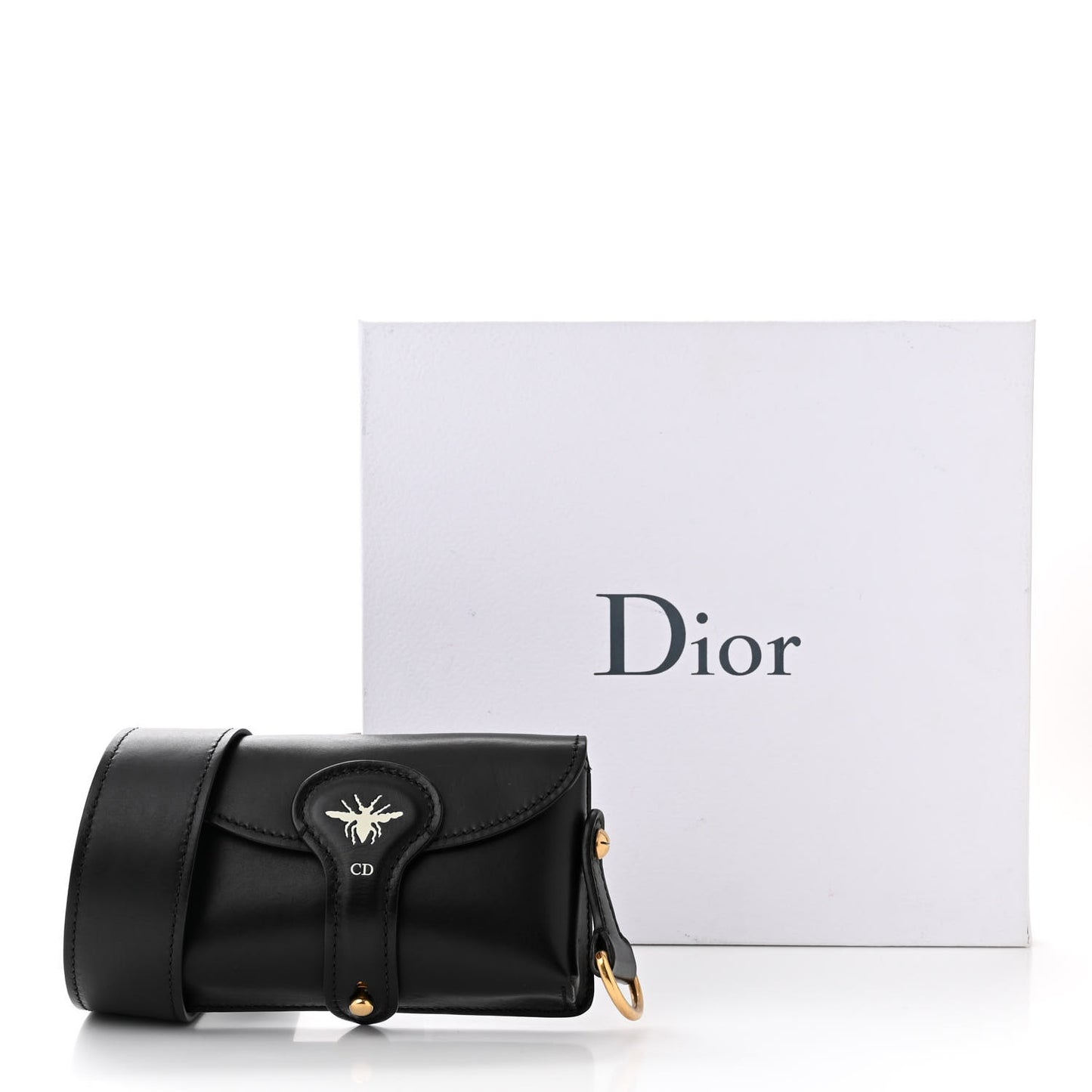 Grained Calfskin D-Bee Shoulder Bag Black