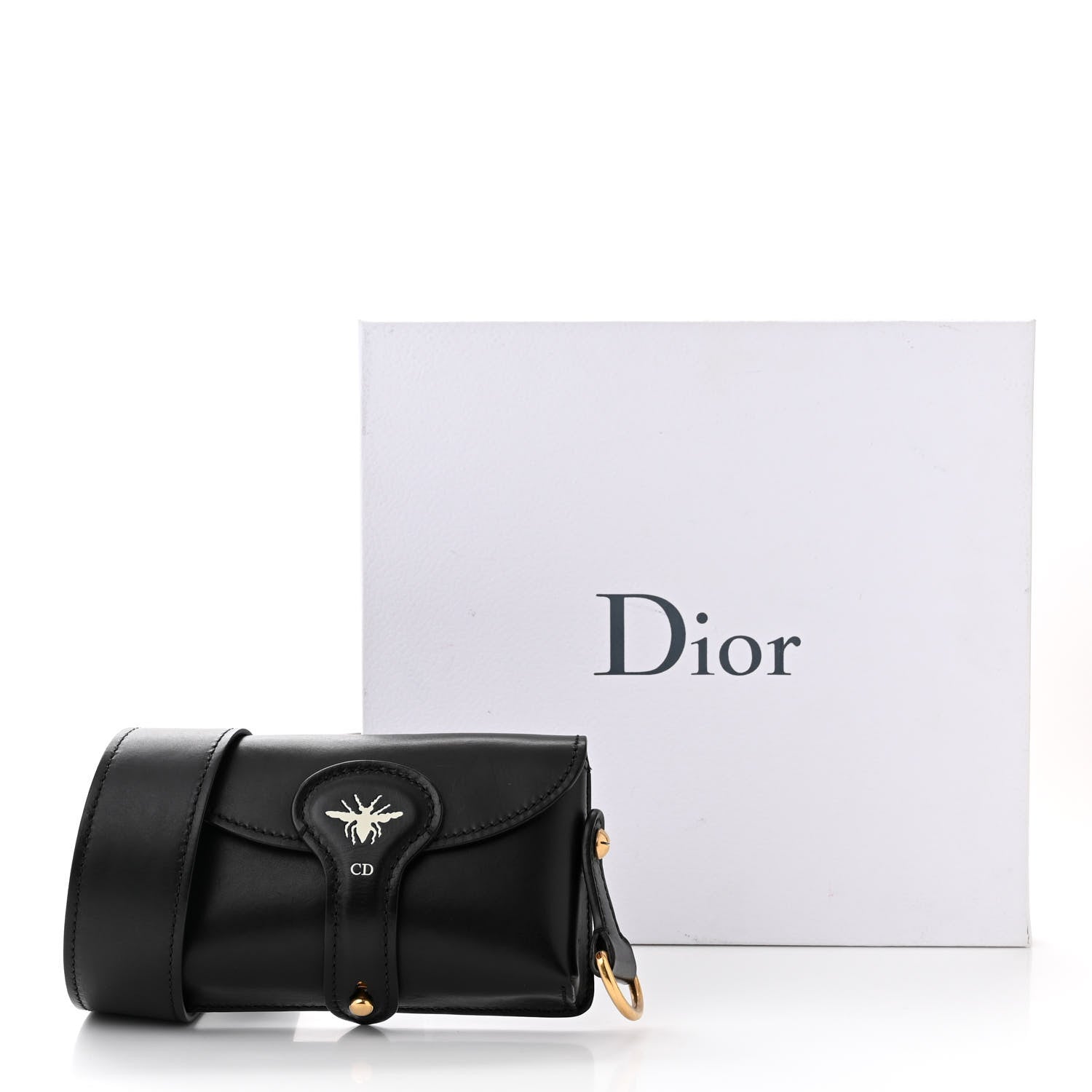 Christian Dior Grained Calfskin D-Bee Shoulder Bag Black 12 of 12