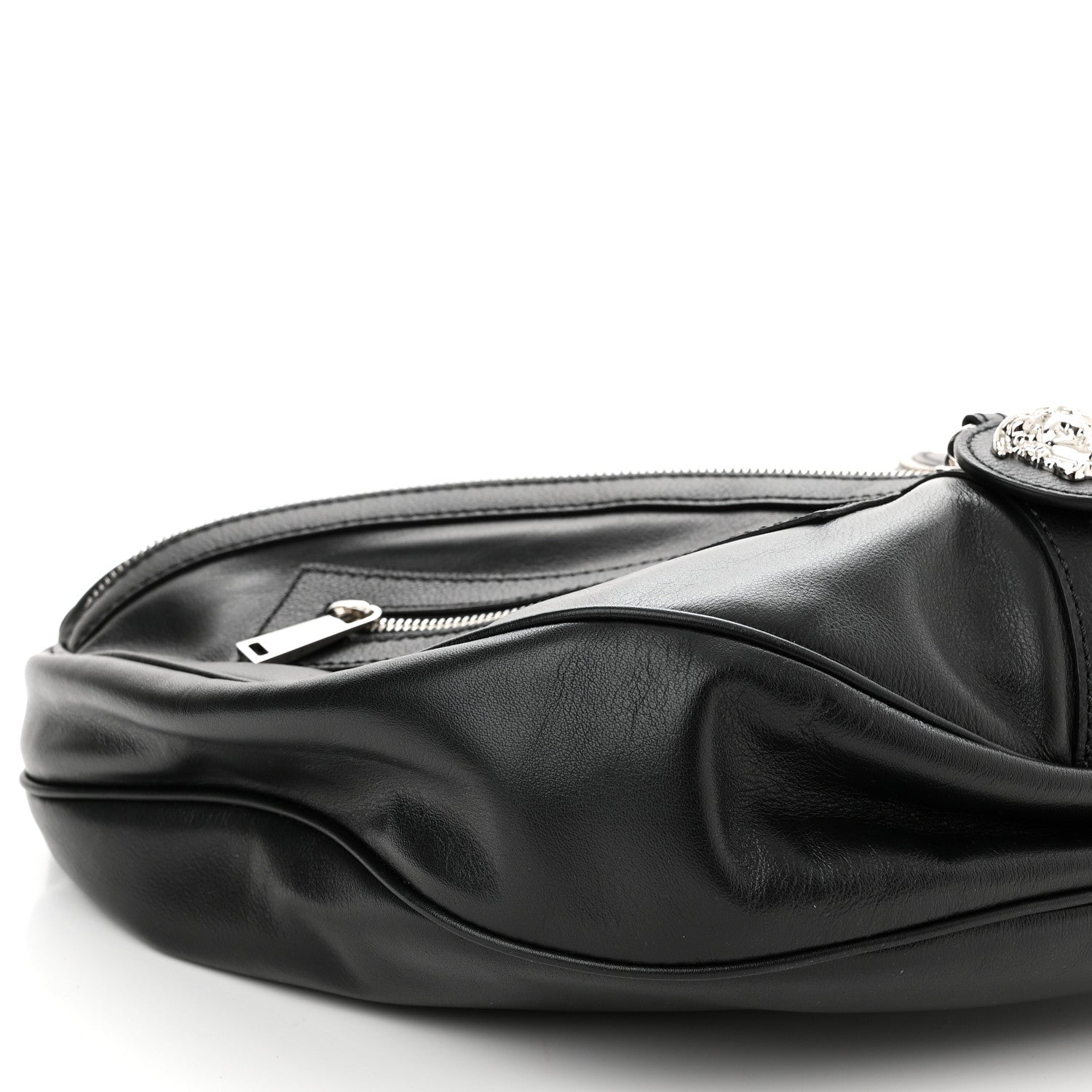 Versace Calfskin Medium Repeat Zip Hobo Black 10 of 11