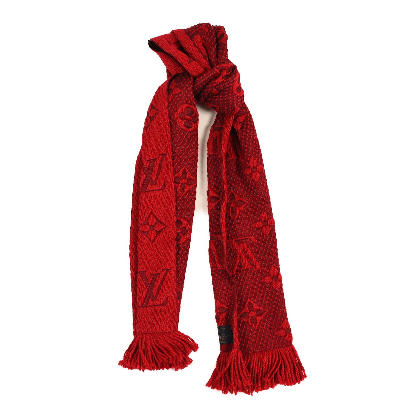 Wool Silk Logomania Scarf Cherry