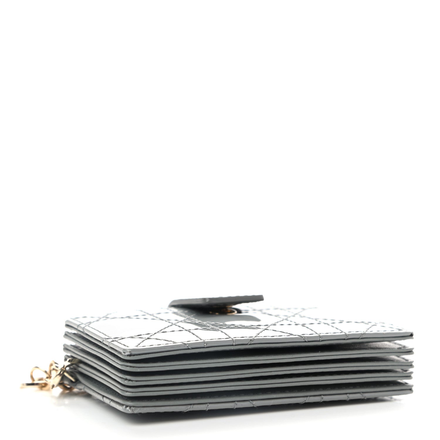 Christian Dior Patent Cannage Lady Dior 5-Gusset Card Holder Grey 4 of 8
