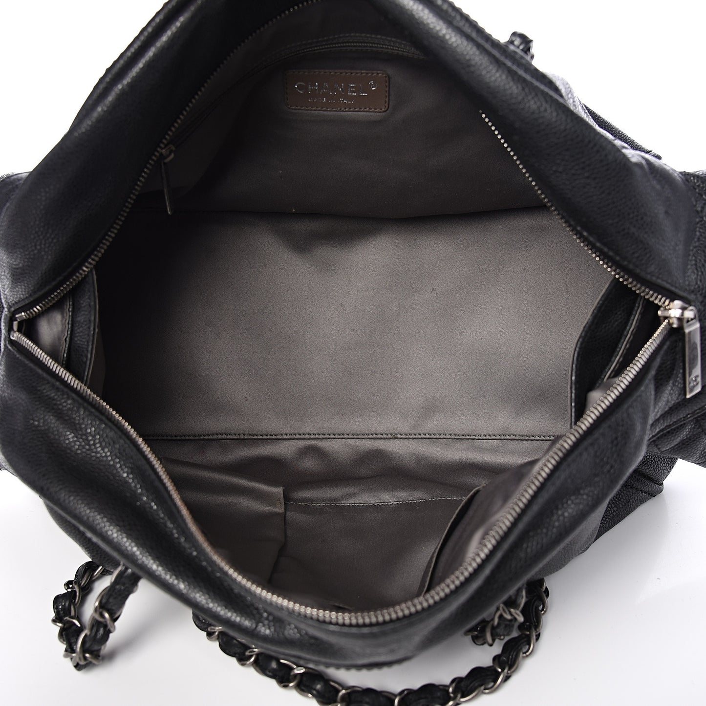 Glazed Caviar Quilted Mademoiselle Bowling Bag Black