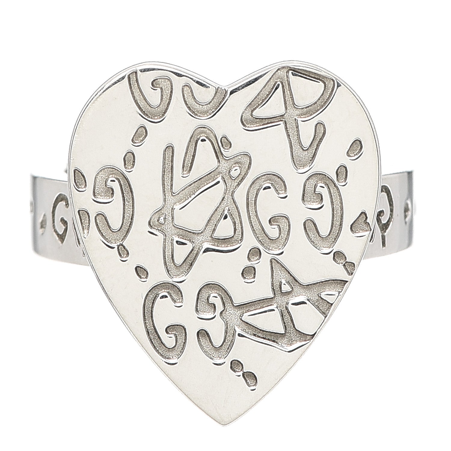 Gucci Sterling Silver GucciGhost Heart Ring 52 6 1 of 6