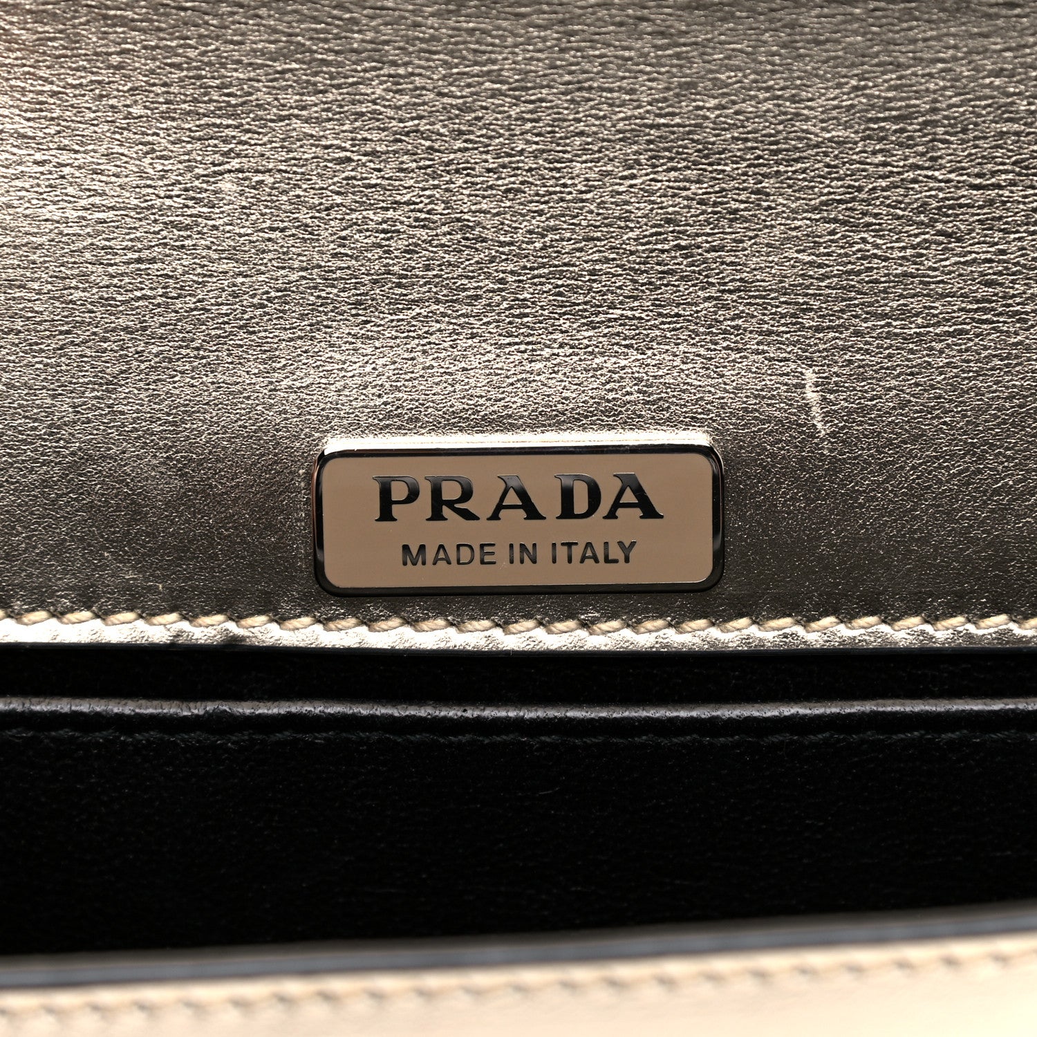Prada Metallic City Calf Saffiano Cahier Bag Pirite Black 5 of 13