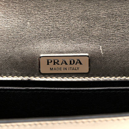 Prada Metallic City Calf Saffiano Cahier Bag Pirite Black 5 of 13