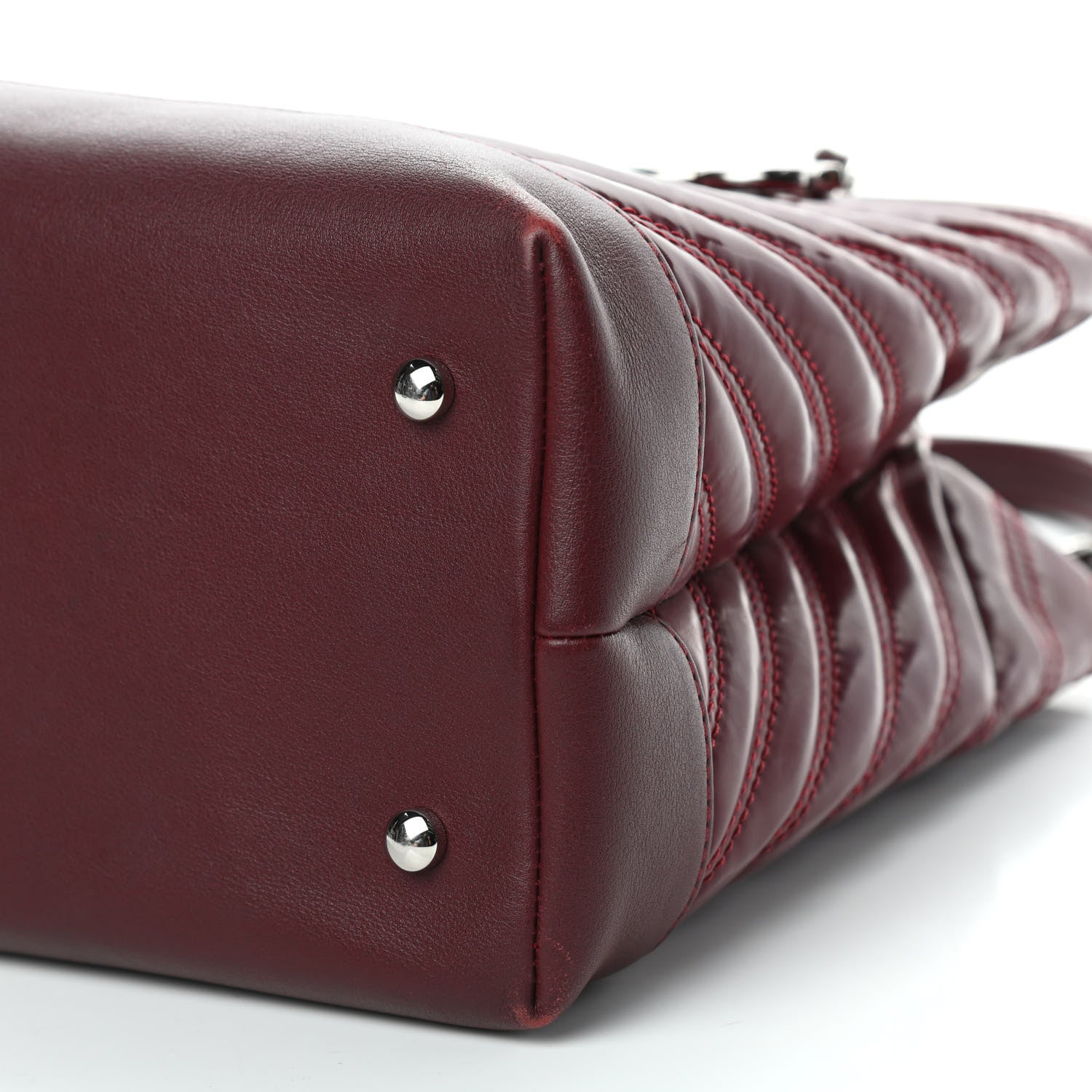 Chanel Patent Chevron Shopper Tote Burgundy 9 of 10