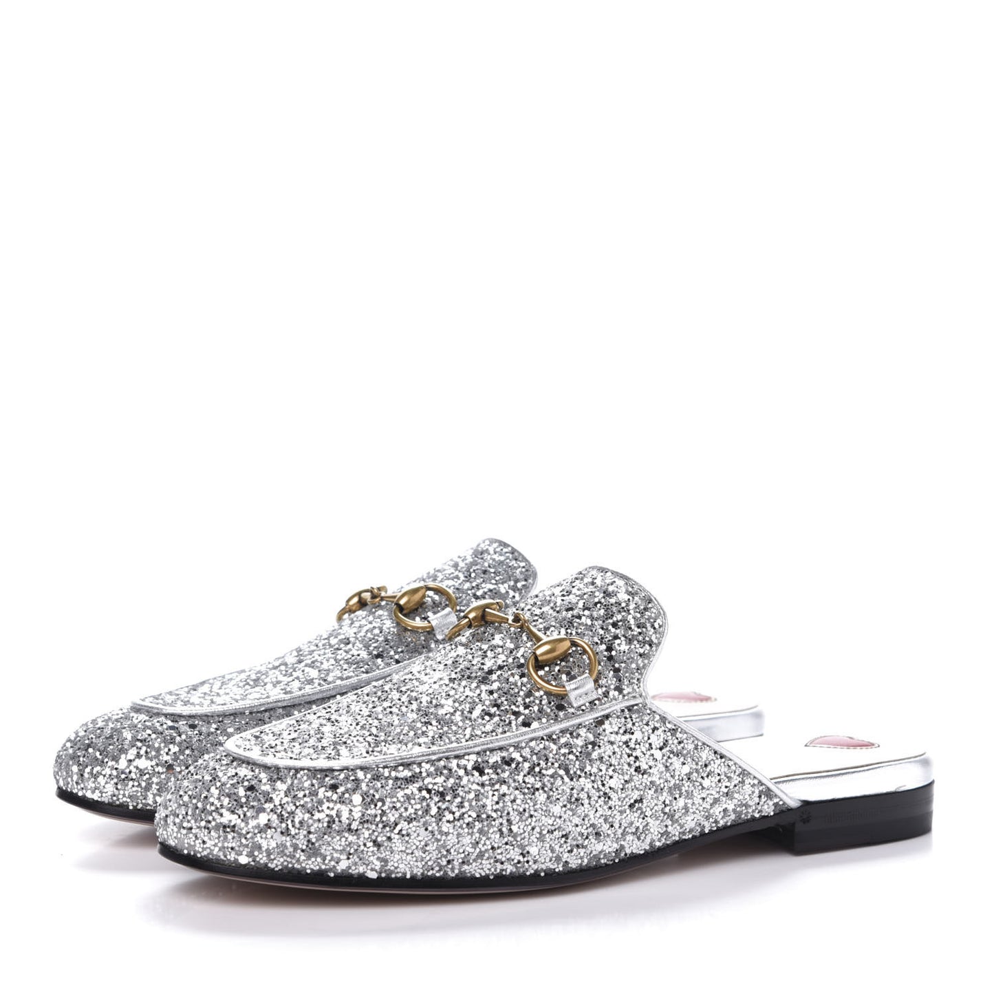 Glitter Womens Princetown Slippers 35.5 Silver