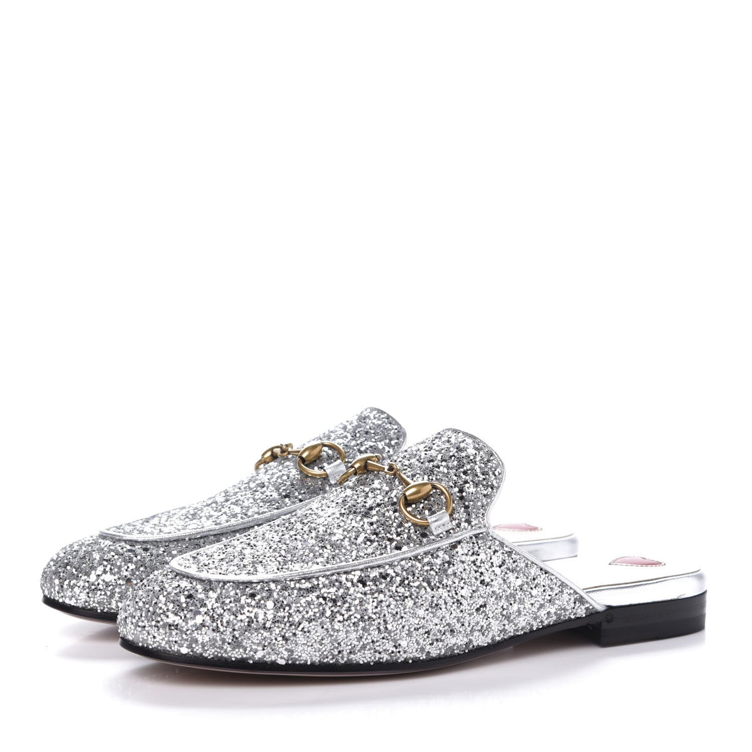 Gucci Glitter Womens Princetown Slippers 35.5 Silver 3 of 9