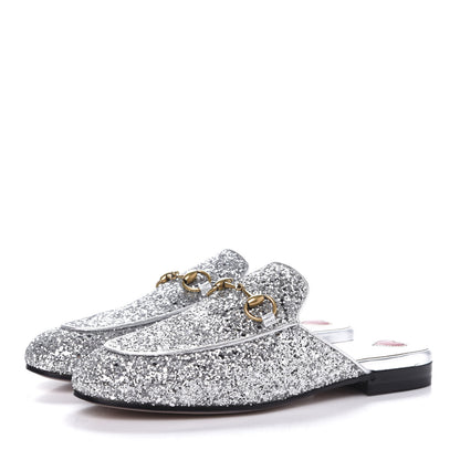Gucci Glitter Womens Princetown Slippers 35.5 Silver 3 of 9