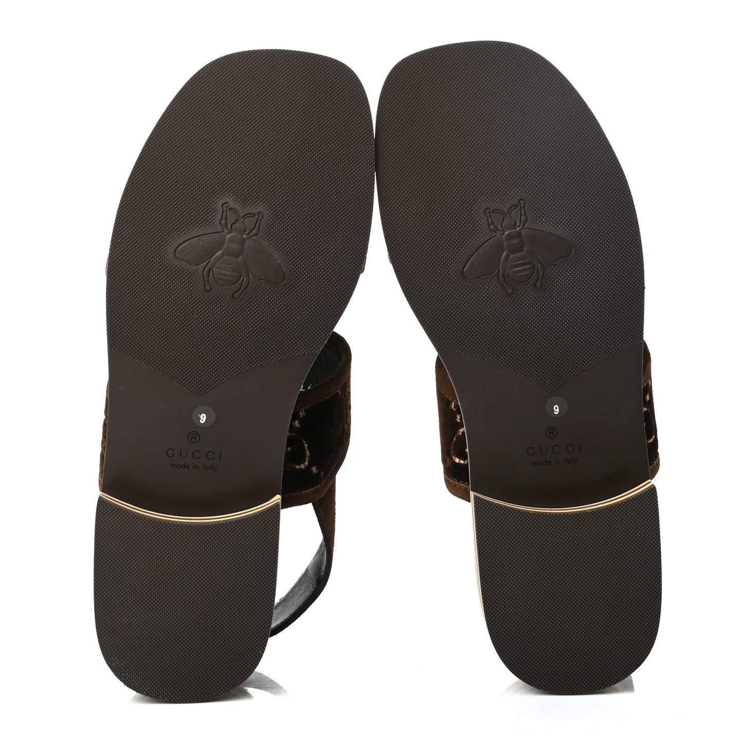 Velvet GG Monogram Suede Mens Platform Sandals 9 Coffee