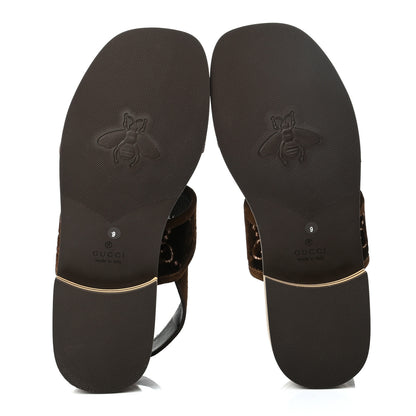 Gucci Velvet GG Monogram Suede Mens Platform Sandals 9 Coffee 5 of 9