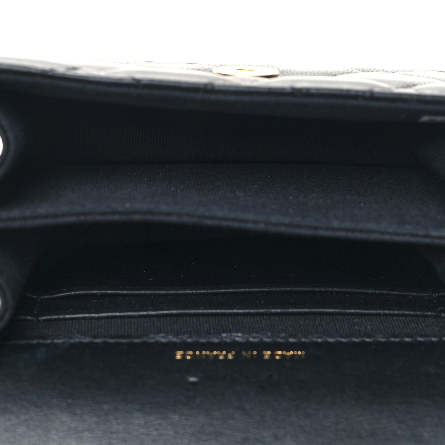 Lambskin Quilted Chain Top Handle Clutch With Chain Black
