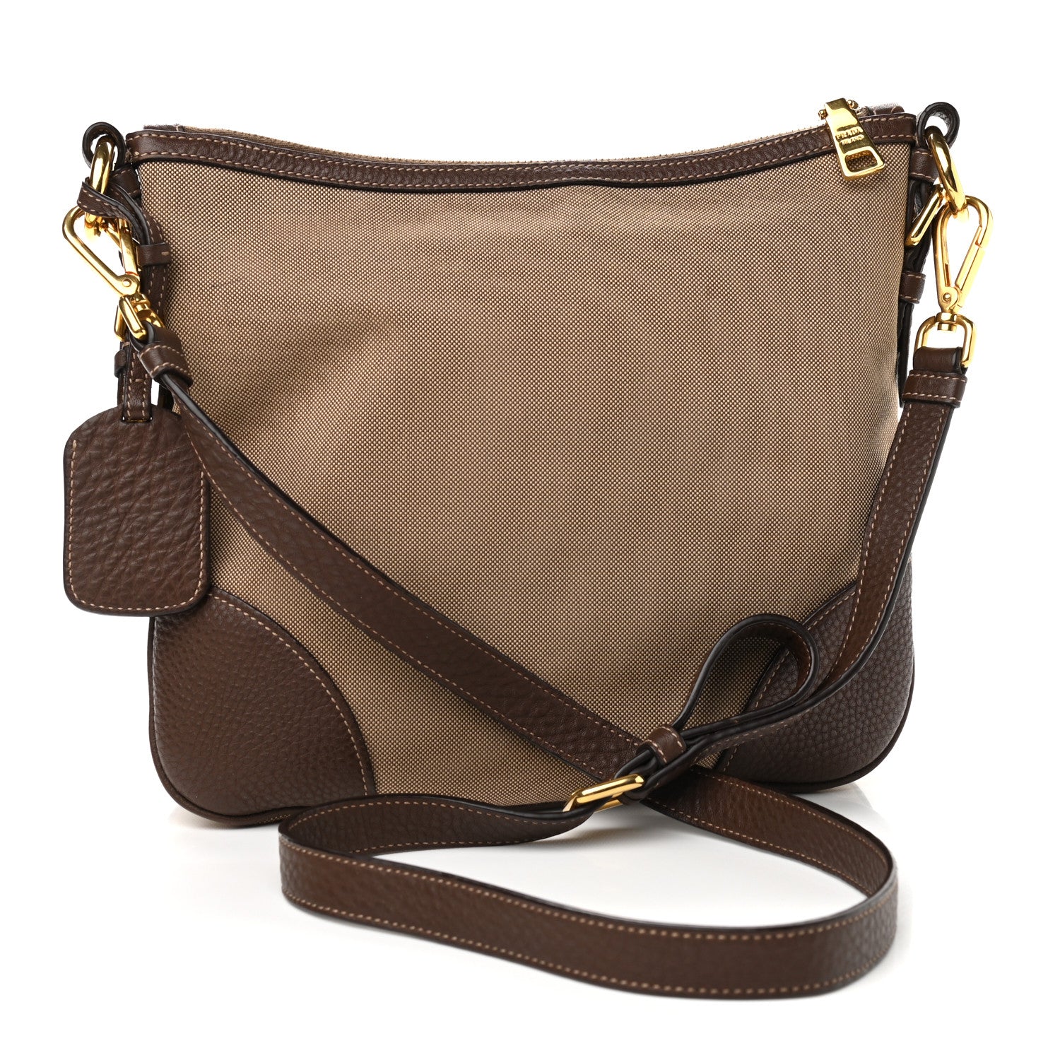 Prada Jacquard Logo Small Flat Messenger Bag Corda Bruciato 3 of 10