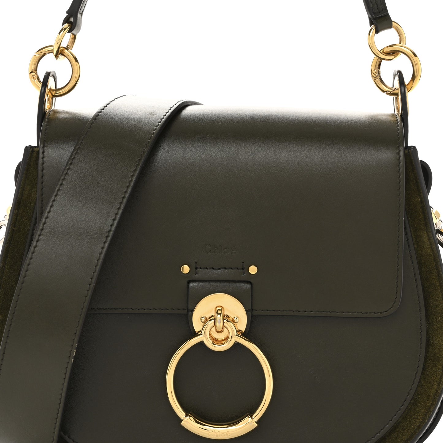 Calfskin Suede Large Tess Bag Deep Forest