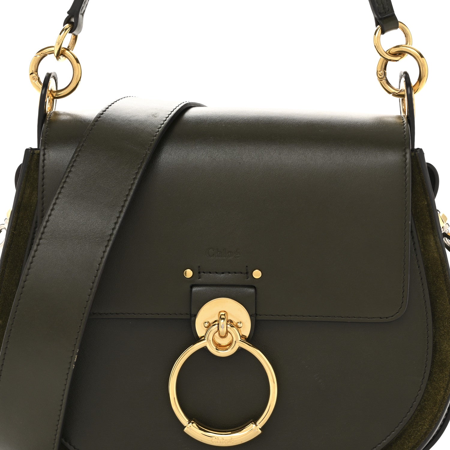 Chloe Calfskin Suede Large Tess Bag Deep Forest 8 of 14