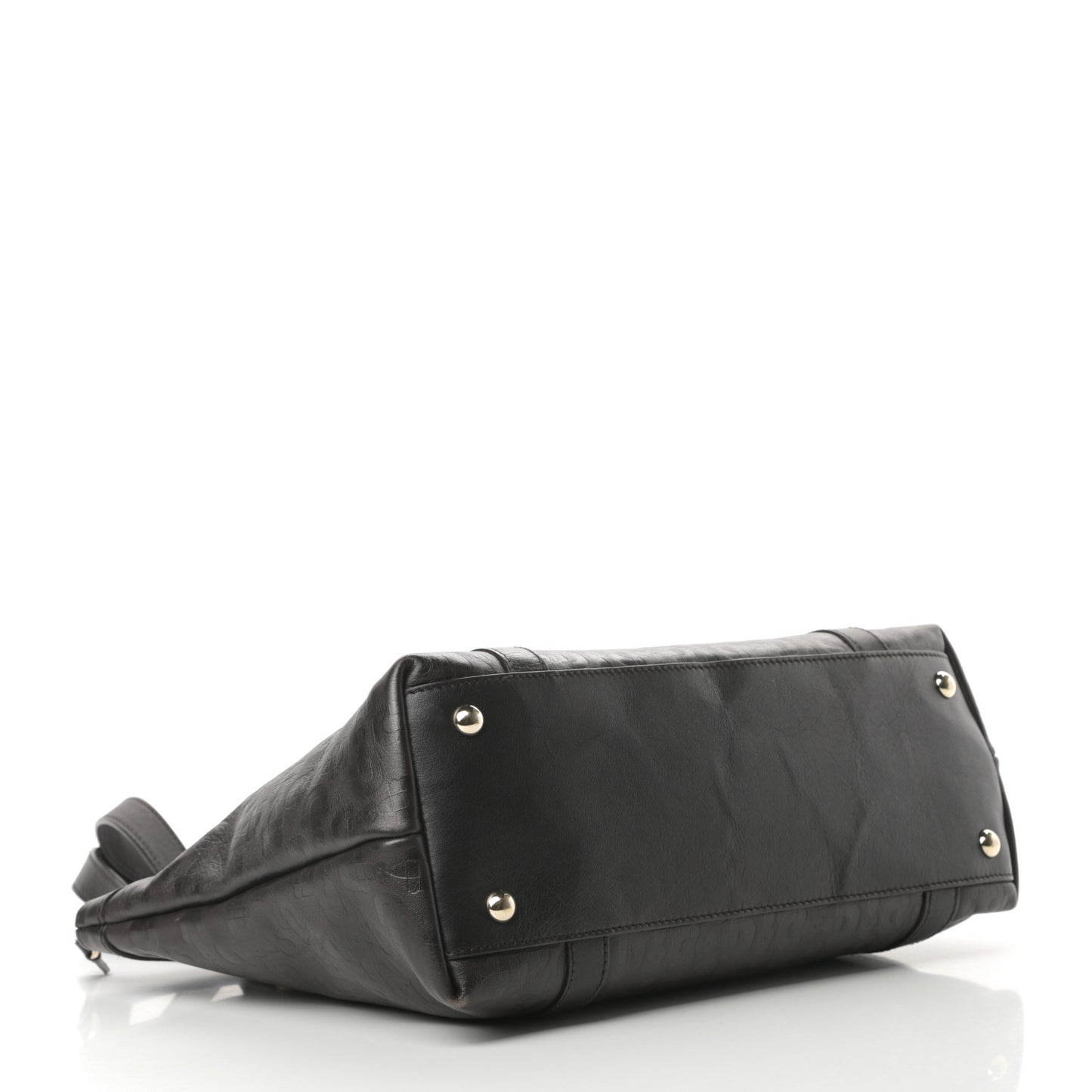 Calfskin Horsebit Embossed Medium Abbey Tote Dark Brown
