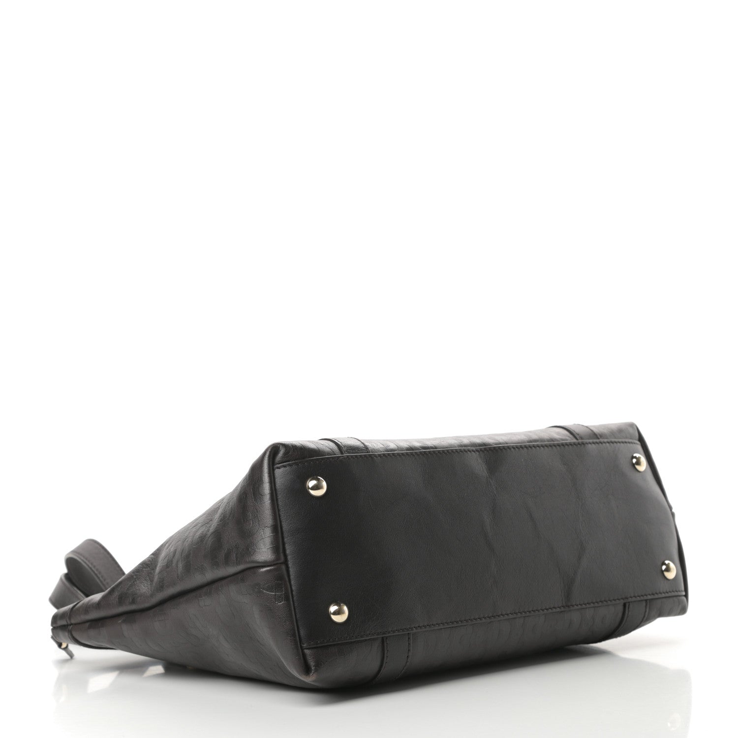 Gucci Calfskin Horsebit Embossed Medium Abbey Tote Dark Brown 4 of 14