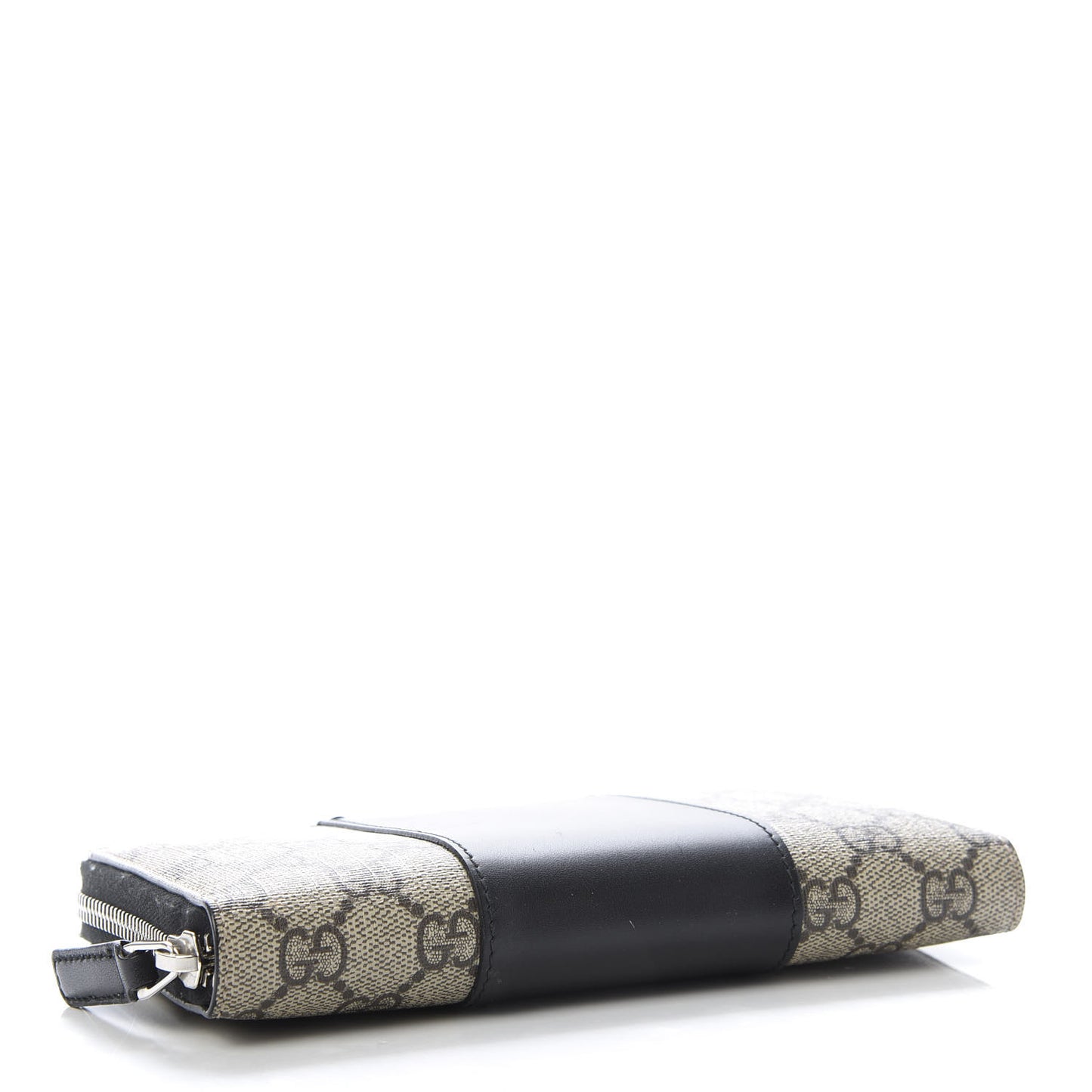 GG Supreme Monogram Selleria Calfskin Zip Around Wallet Beige Ebony Black