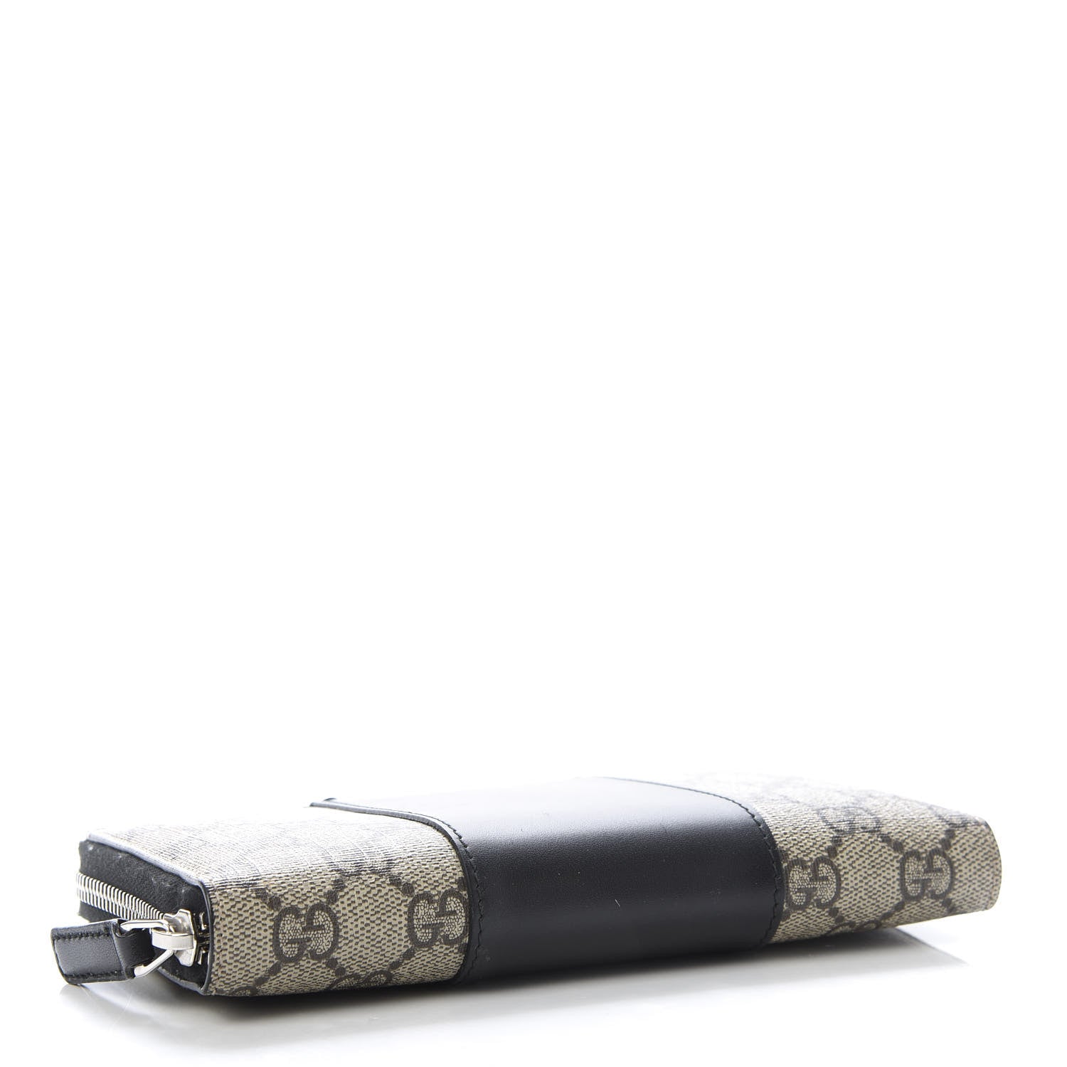 Gucci GG Supreme Monogram Selleria Calfskin Zip Around Wallet Beige Ebony Black 4 of 9