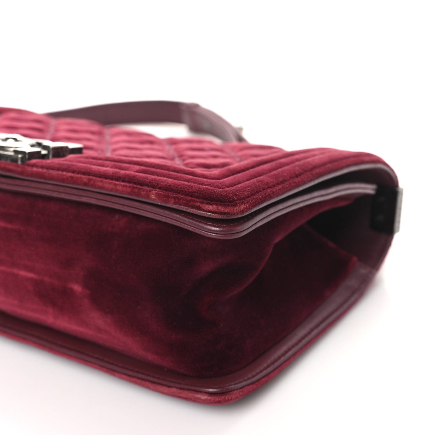 Velvet Tweed Quilted Medium Boy Flap Burgundy