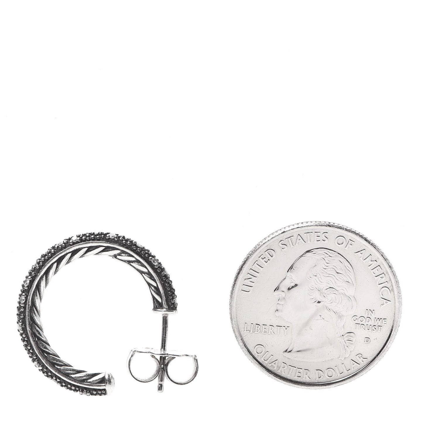 Sterling Silver Diamond Small Midnight Melange Hoop Earrings