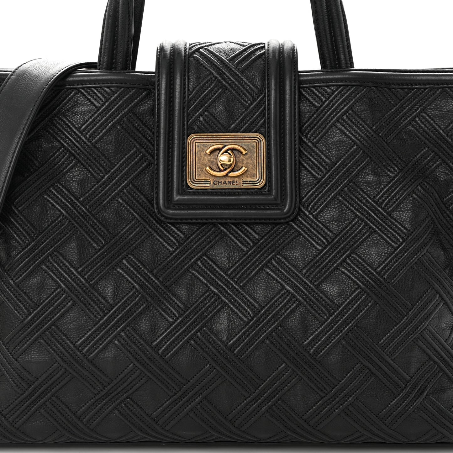 Calfskin Large Retro Girl Shopping Tote Black