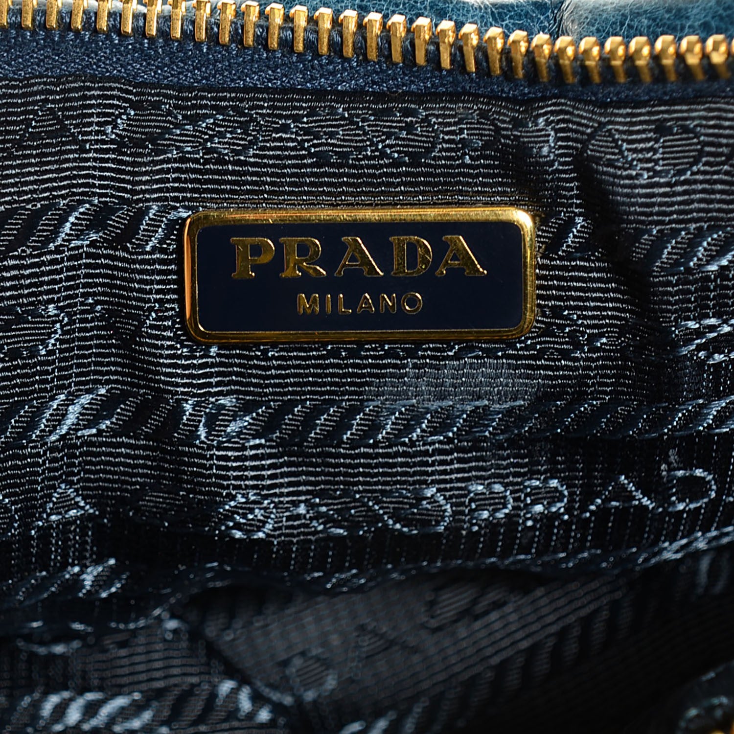 Prada Vitello Shine Wristlet Clutch Denim 7 of 11