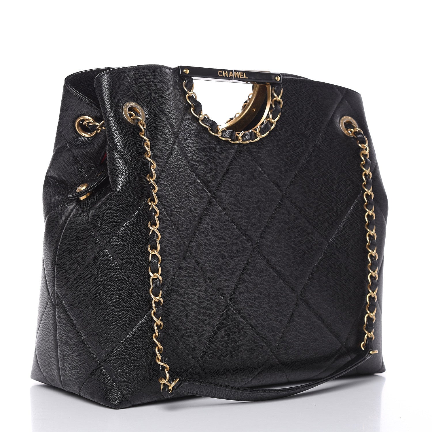 Chanel Caviar Quilted Large A Real Catch Shopping Bag Black 3 of 10