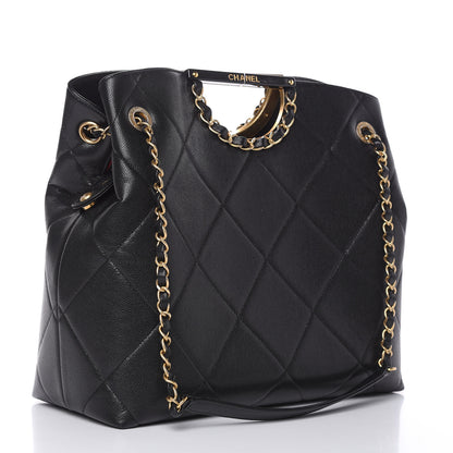 Chanel Caviar Quilted Large A Real Catch Shopping Bag Black 3 of 10