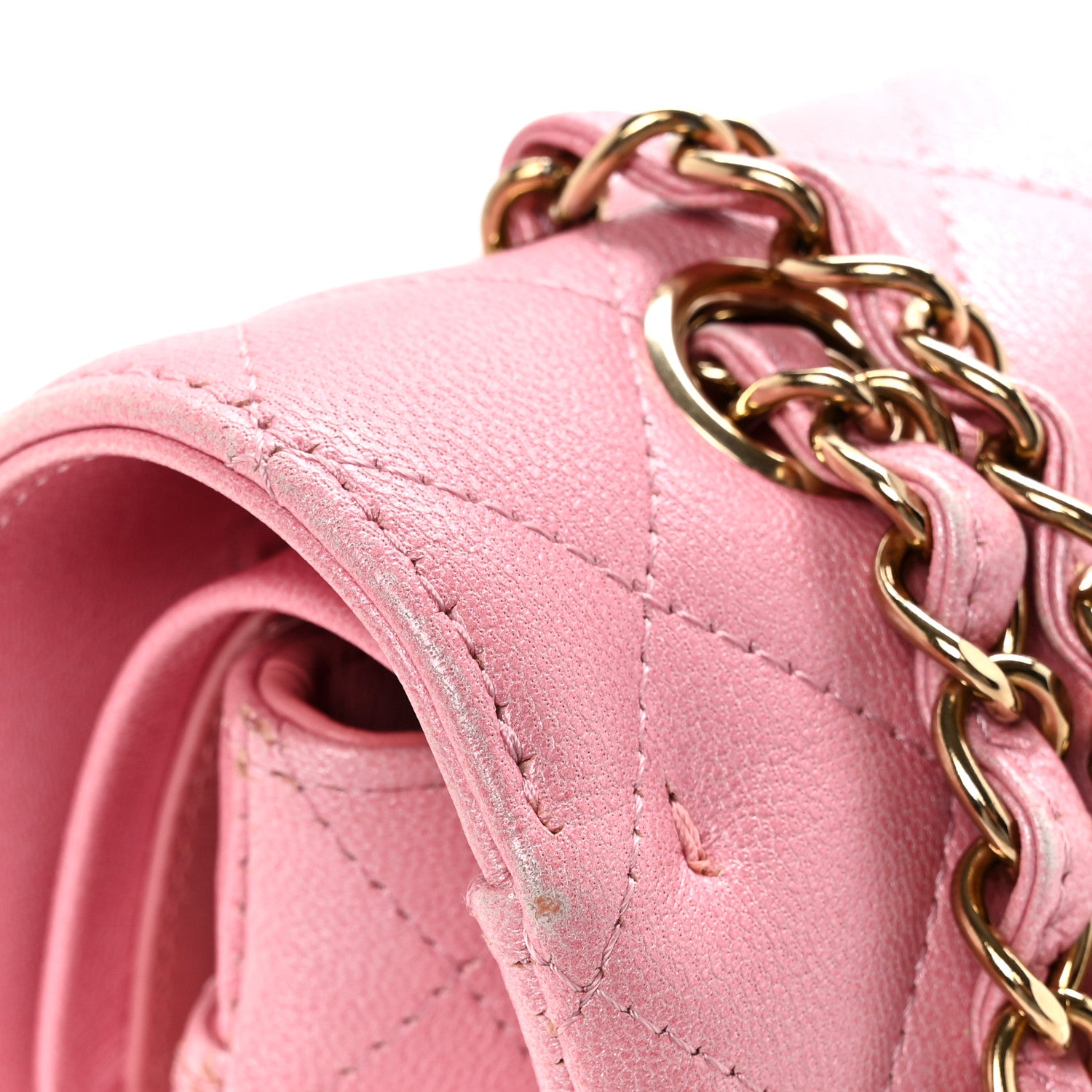 Chanel Cloudy Pearly Goatskin Quilted Medium Double Flap Pink 13 of 17