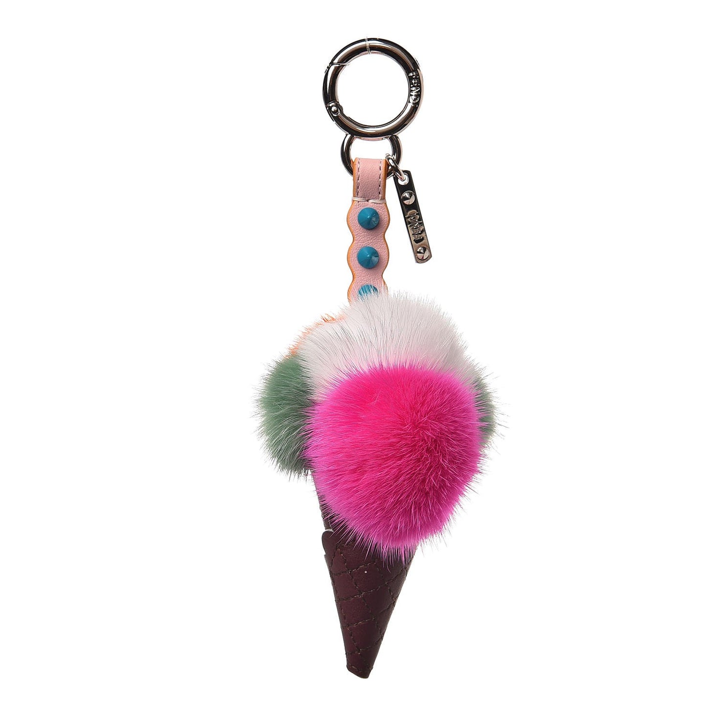 Mink Fur Calfskin Fun Fair Bag Charm Multicolor