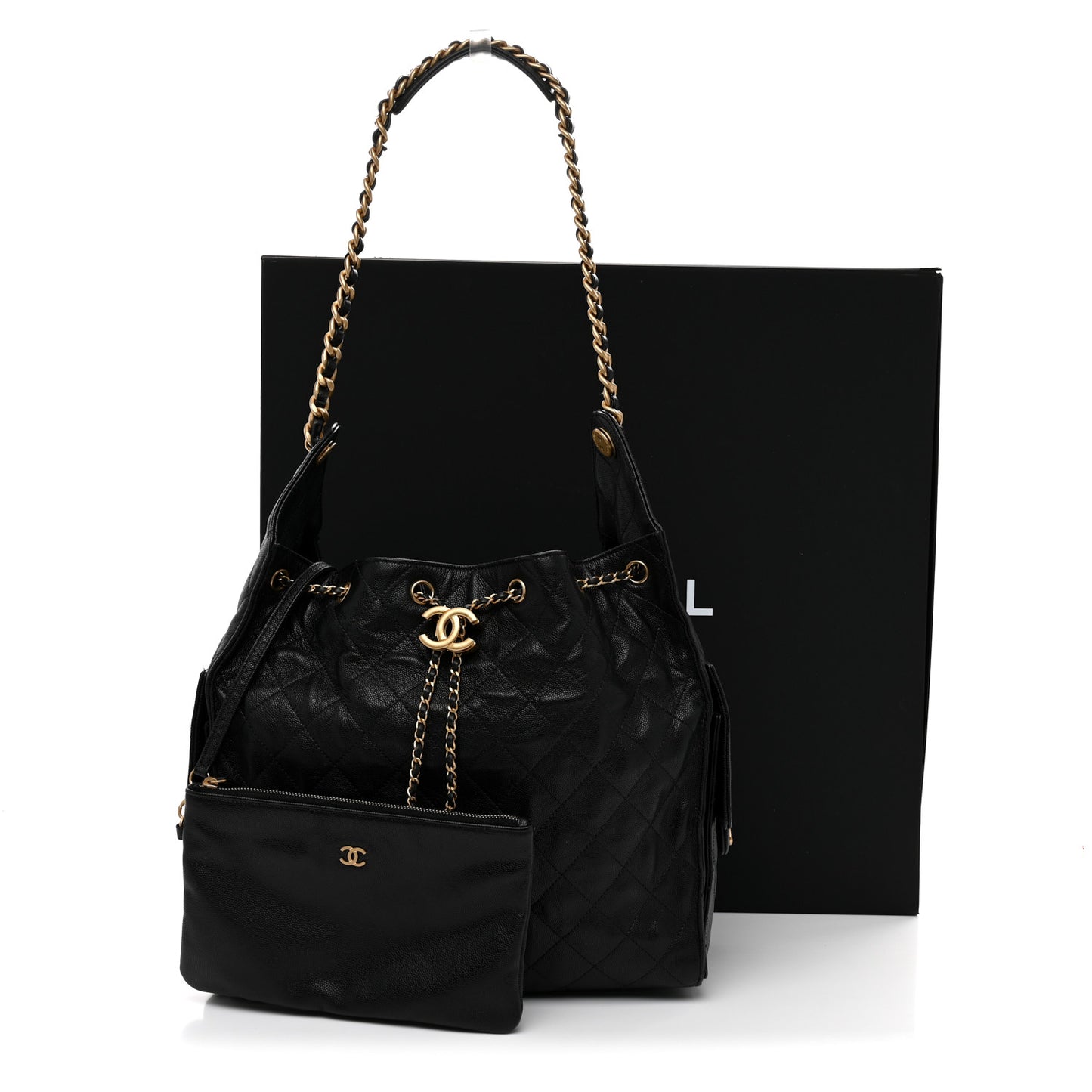 Caviar Quilted Medium Chanel 25 Handbag Black