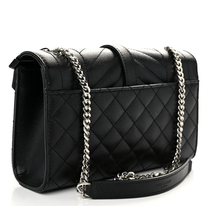 Saint Laurent Grain De Poudre Textured Mixed Matelasse Triquilt Small Monogram Satchel Black 2 of 8
