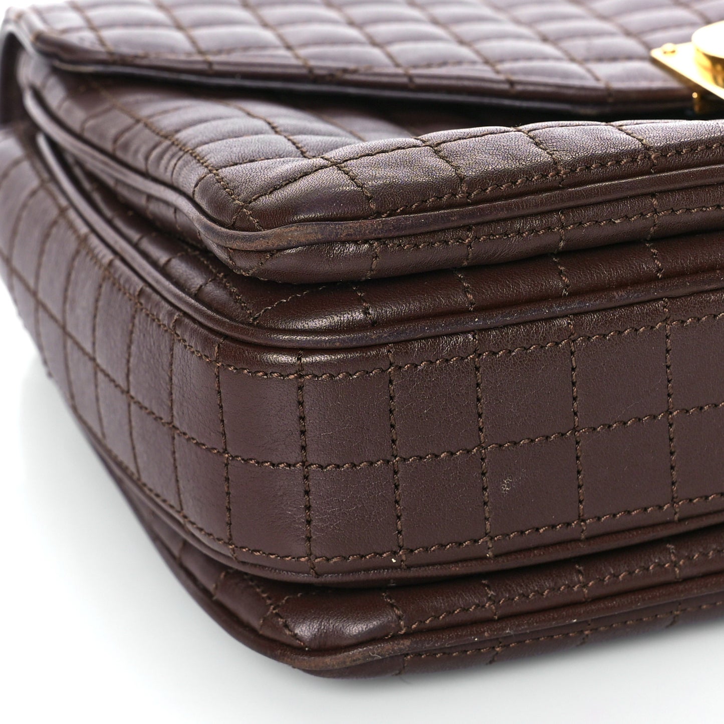 Calfskin Quilted Medium C Bag Dark Brown