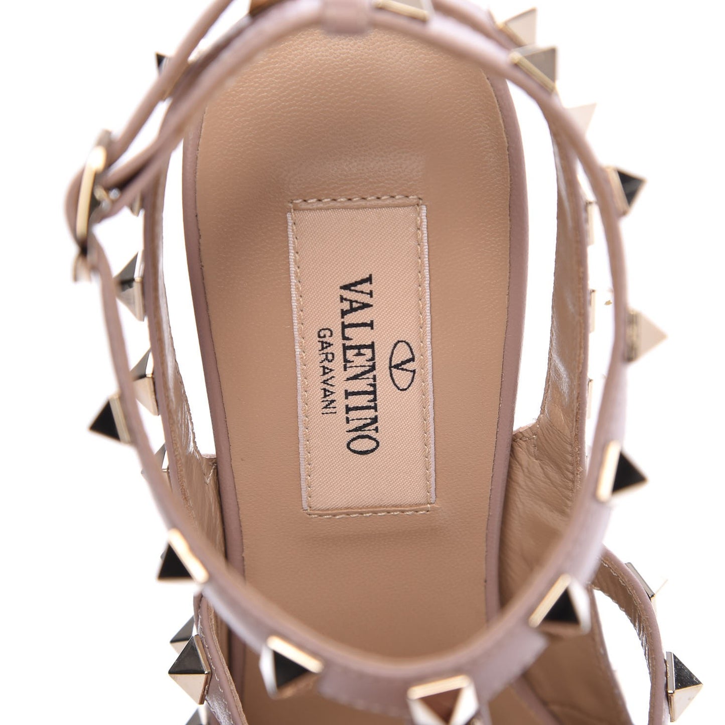 Patent Nappa Rockstud Ankle Strap 100mm Pumps 36.5 Poudre