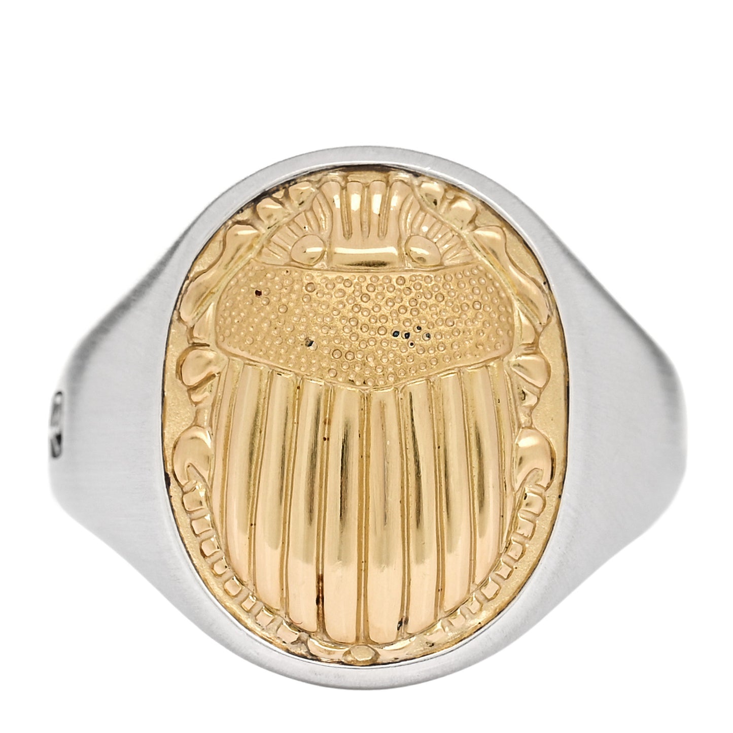 Sterling Silver 18K Yellow Gold Petrvs Scarab Signet Ring 70 13