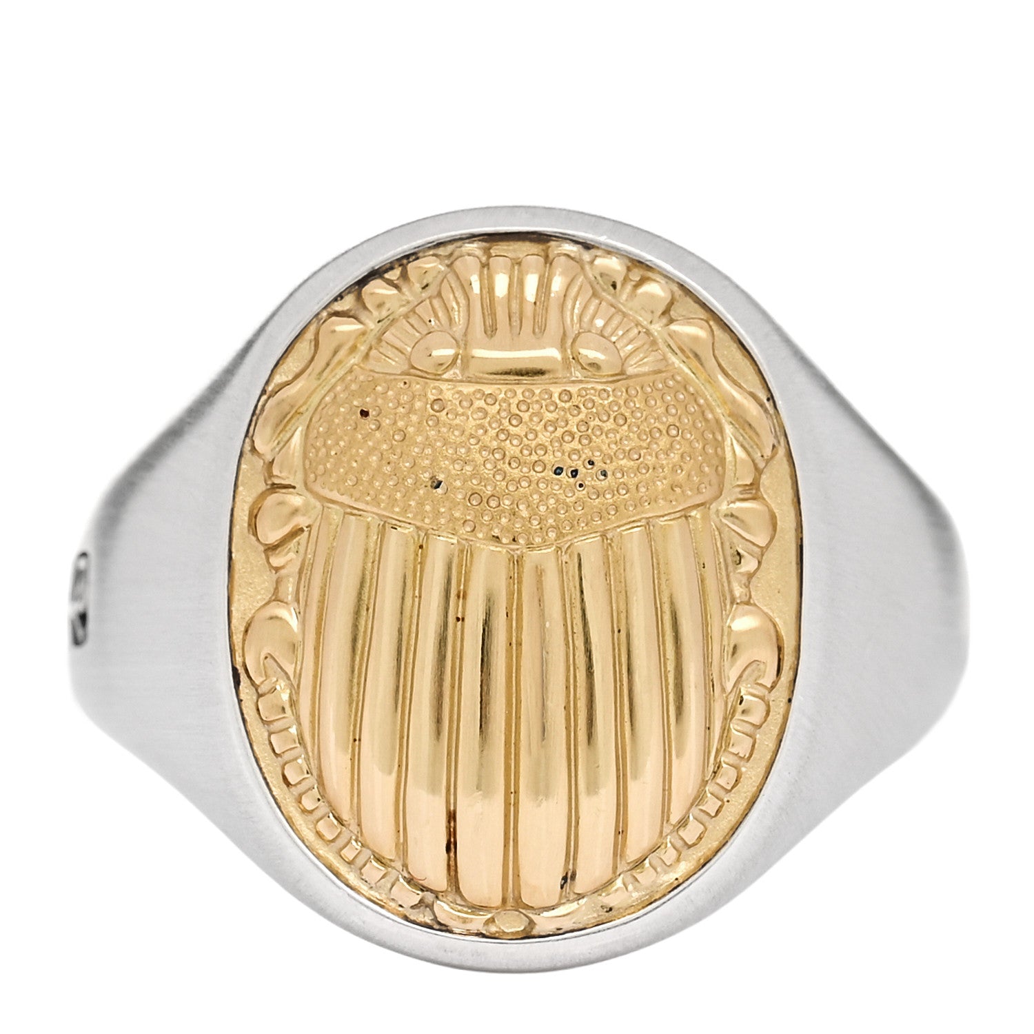 David Yurman Sterling Silver 18K Yellow Gold Petrvs Scarab Signet Ring 70 13 1 of 4