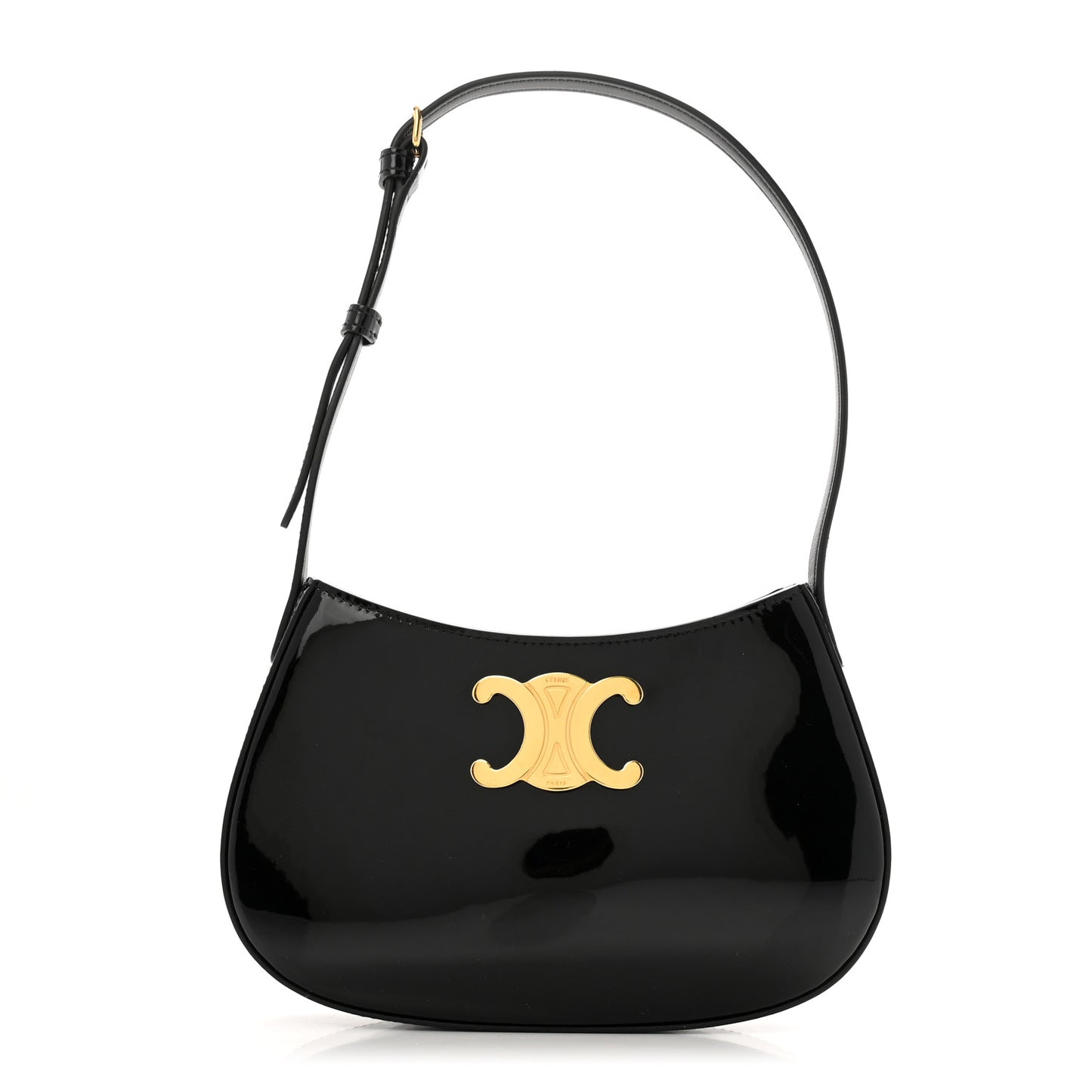 Patent Calfskin Medium Tilly Triomphe Shoulder Bag Black