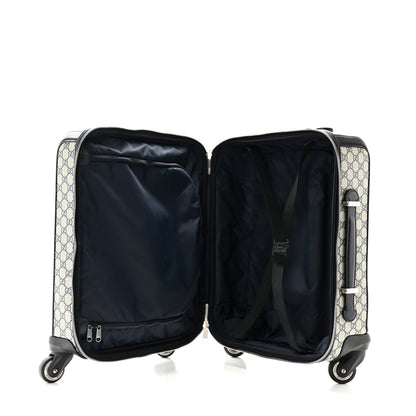 Gucci GG Supreme Monogram Textured Dollar Calfskin Web Small Savoy Cabin Trolley Beige Blue 4 of 12