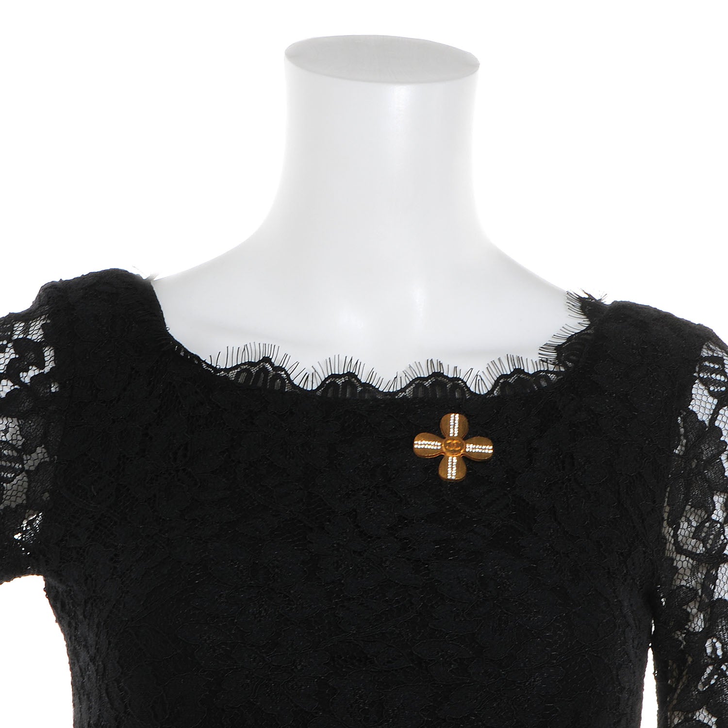 Chanel Crystal CC Cross Brooch Brushed Gold 2 of 5