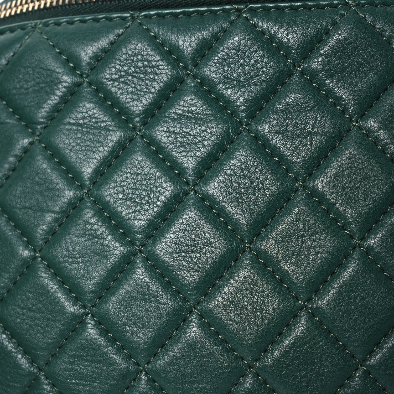 Chanel Calfskin Quilted Banane Waist Bag Fanny Pack Dark Green 9 of 14