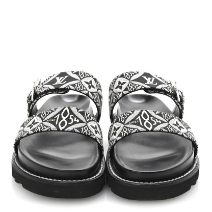 Louis Vuitton Jacquard Since 1854 Paseo Flat Comfort Mule 37.5 Grey 3 of 10