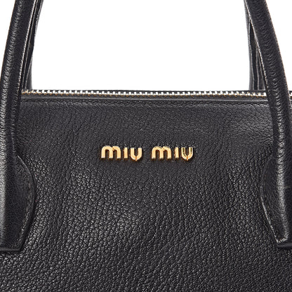 Miu Miu Goatskin Madras Zip Tote Black 19 of 22