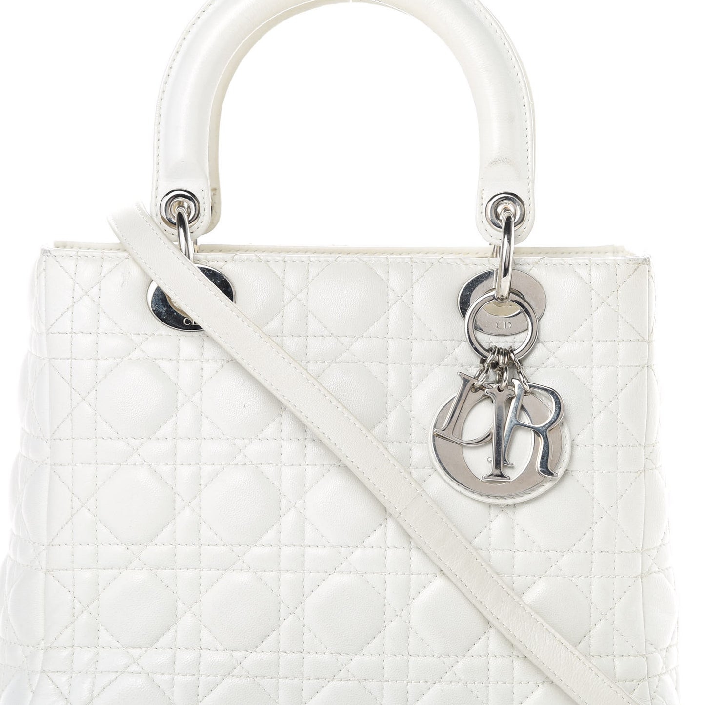 Lambskin Cannage Medium Lady Dior White