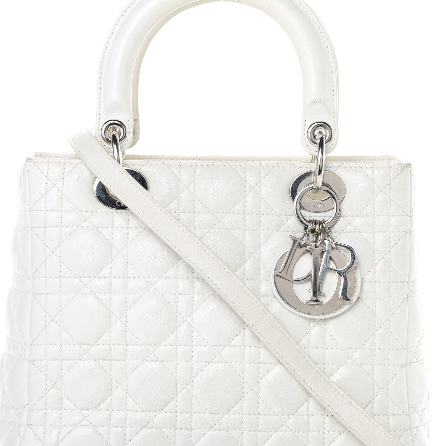 Christian Dior Lambskin Cannage Medium Lady Dior White 8 of 16