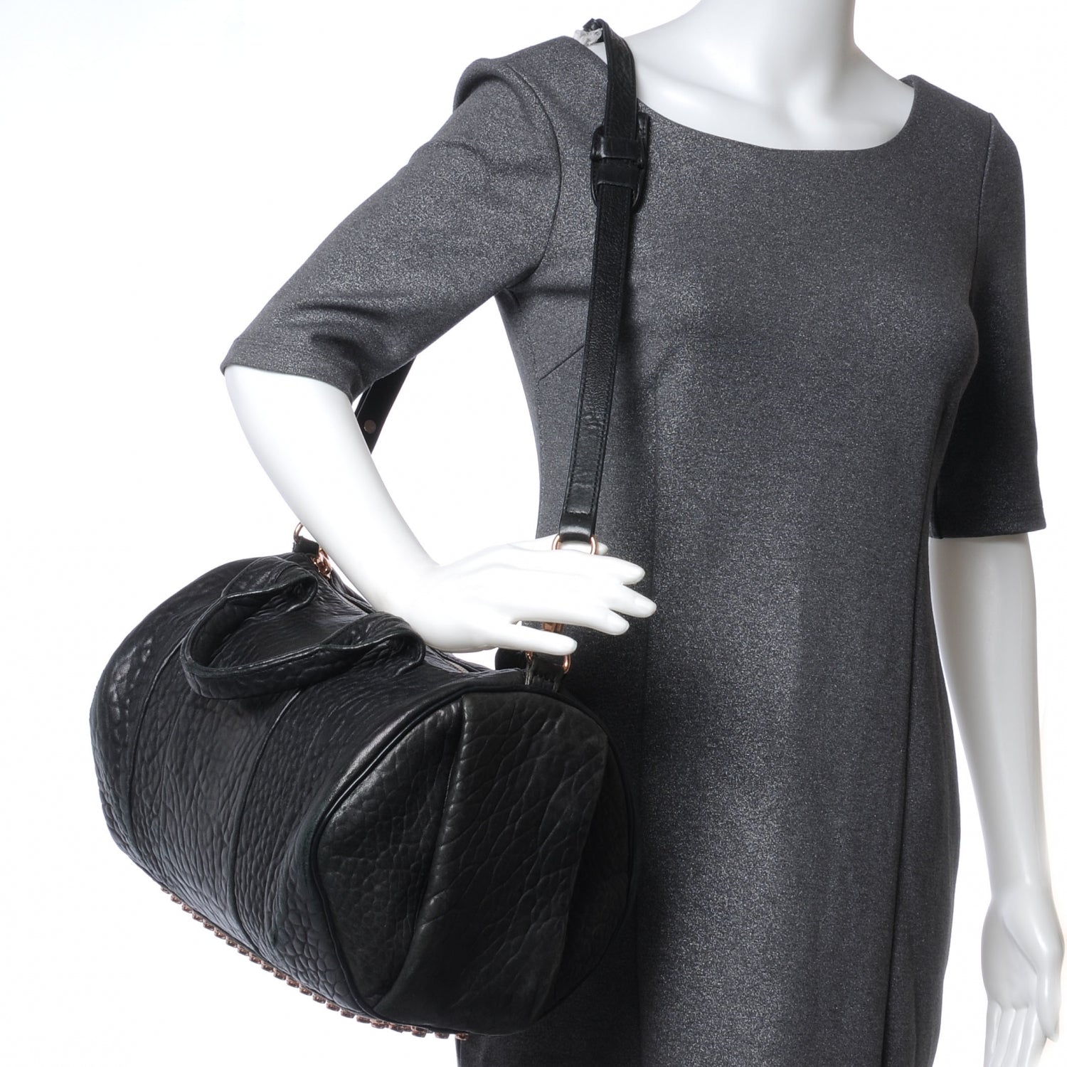 Alexander Wang Leather Rocco w Rose Gold Hardware Black 2 of 6