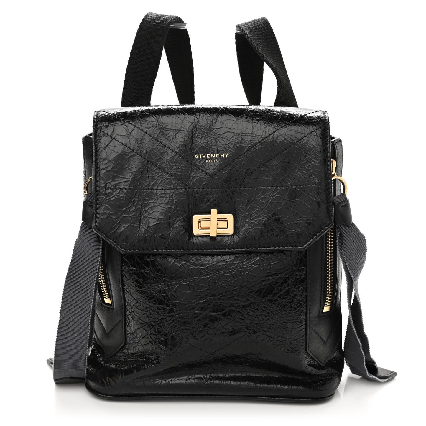 Creased Patent Calfskin ID Backpack Black