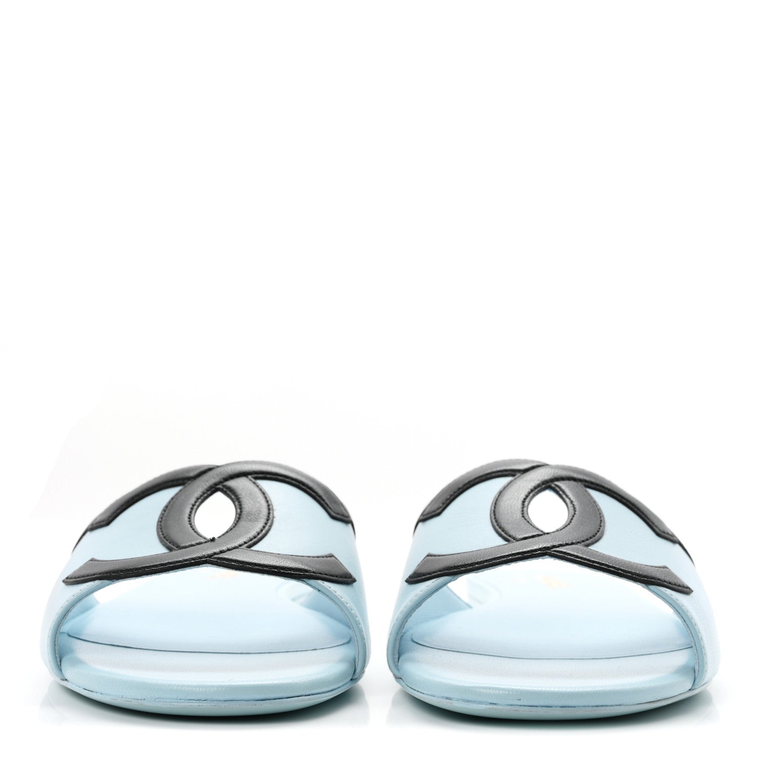 Chanel Lambskin CC Cutout Mules 41 Blue Black 3 of 10